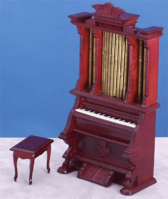 Pipe Organ with Bench, Mahogany