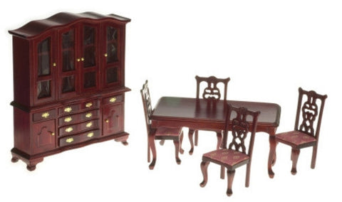 Six Piece Mahogany Dining Room Set with Rose Upholstery
