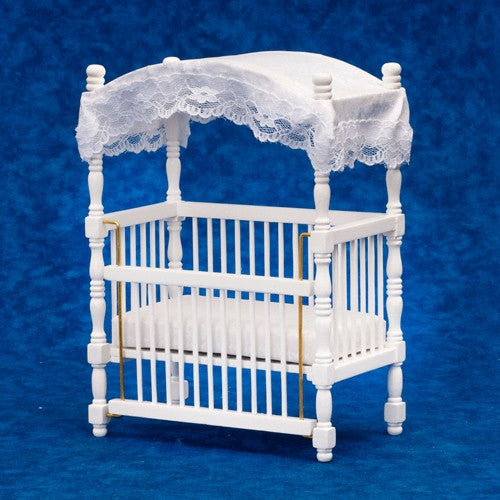 Canopy Crib, White – Dollhouse Junction