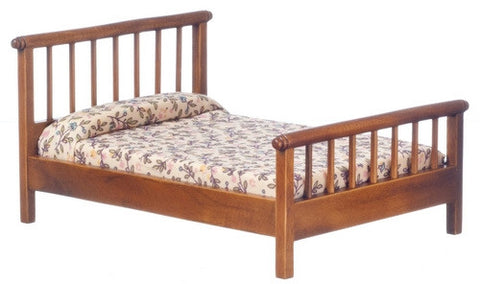 Double Bed, Straight Spindles, Walnut