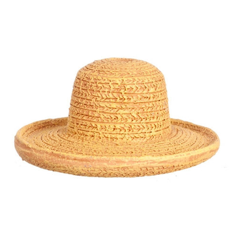 Straw Hat with Flat Brim, Polyresin