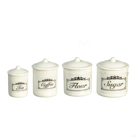 White Cannister Set, 4 Pieces