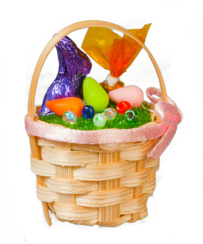 Easter Basket, Cream, Pink Bow