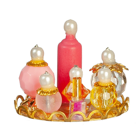 Pink Perfume Set on Tray