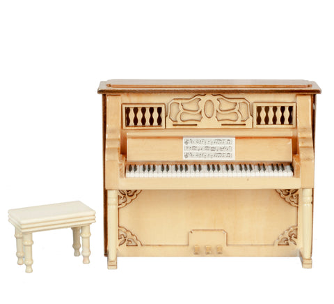 Upright Piano and Bench with Case