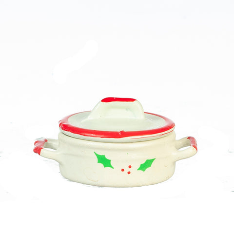 Covered Casserole Dish With Christmas Holly