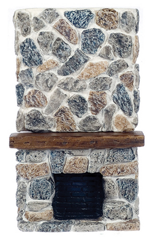 Ceiling Field Stone Fireplace, Raised Hearth