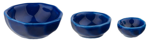 Set of Three Nesting Bowls, Cobalt Blue