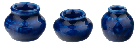 Vases, Set of Three Cobalt Blue
