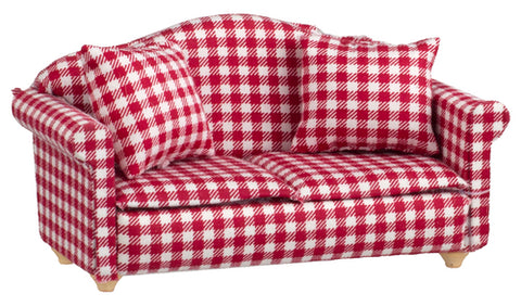 Sofa with Pillows, Red and White Check
