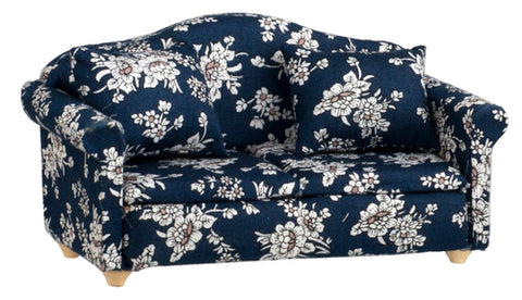Sofa with Pillows, Navy and White Floral
