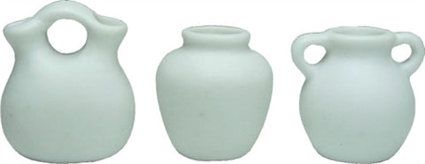 Miniature Vase, Set of Three Unglazed, White