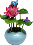 Water Lilly Arrangement, Pink Flower with Butterfly