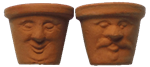 Pair of Clay Pots with Faces