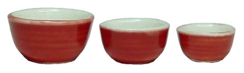 Mixing Bowls, Set of Three, Red