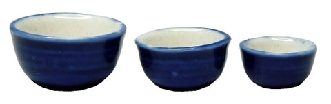 Mixing Bowls, Set of Three, Blue and White