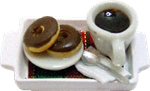 Coffee and Chocolate Donuts on a Tray