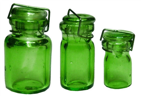 Glass Canning Jar, 3 pcs - Green