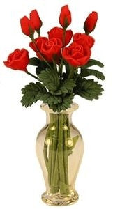 Glass Vase W/12 Red Roses