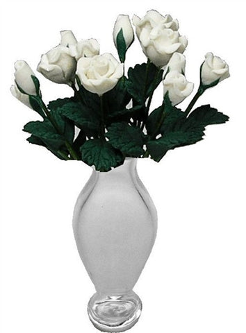 Dozen White Roses in Classic Clear Vase