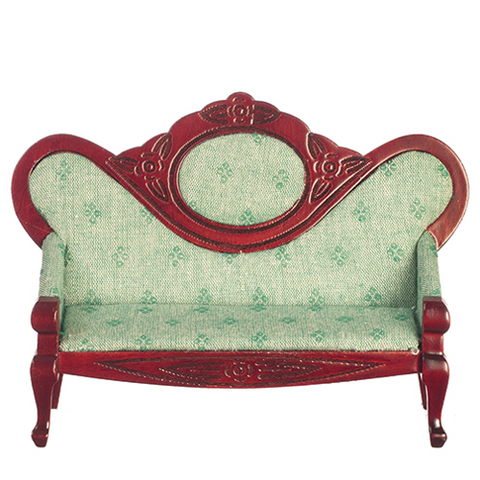 Victorian Living Room Set, Mahogany with Green Fabric, 3 pc Set