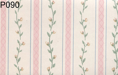 Prepasted Wallpaper, Pink Floral Stripe Moire