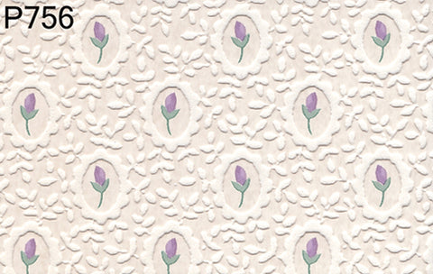 Prepasted Wallpaper,  Lilac Bud In Beige Frame