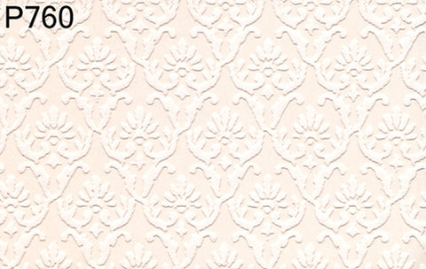 Prepasted Wallpaper, Beige and White Embossed