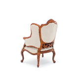Upholstered Arm Chair, Beige Suede and New Walnut Finish, LAST ONE
