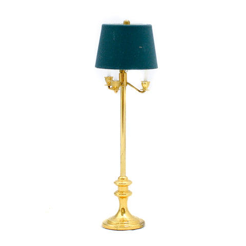 Standing Lamp, Brass with Green Shade