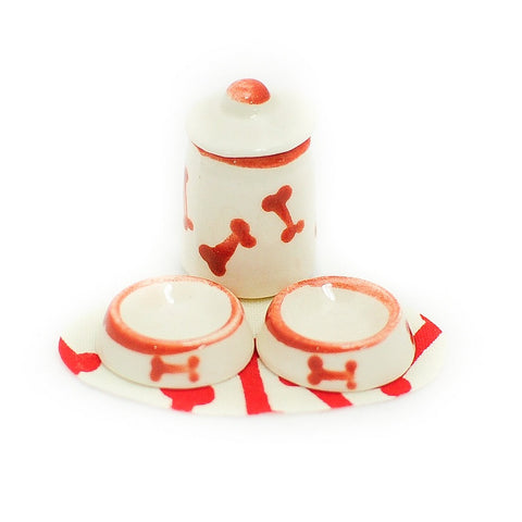 Dog Food Set with Red Paws
