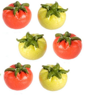 Tomatoes, 3 Red, 3 Green,  Set of 6