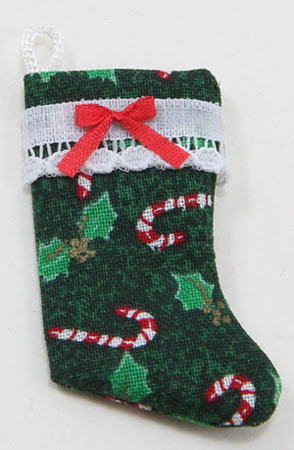 Christmas Stocking, Green with Candy Canes