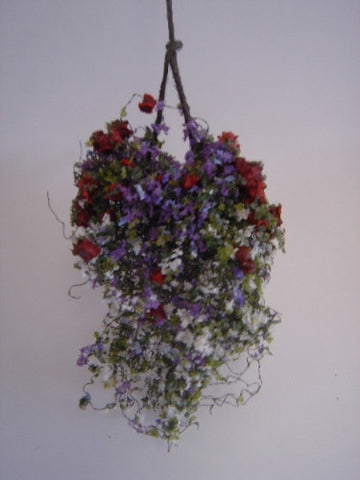 Hanging Floral, Red, White and Purple, Small