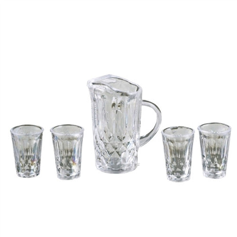Crystal Pitcher with Four Glasses