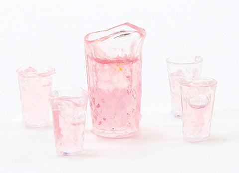 Lemonade Set, Pink, Pitcher and Four Glasses