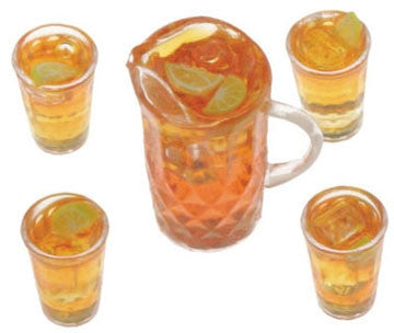 Iced Tea Set, Pitcher and Four Glasses, Miniature