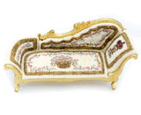 Chaise Lounge, Gold with Hand Painted Fabric