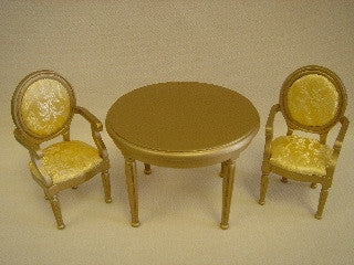 Table and Chairs in Gold