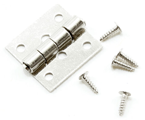 Butt Hinges with Nails, Set of Four, Silver