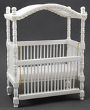 Canopy Crib, White with White Silk