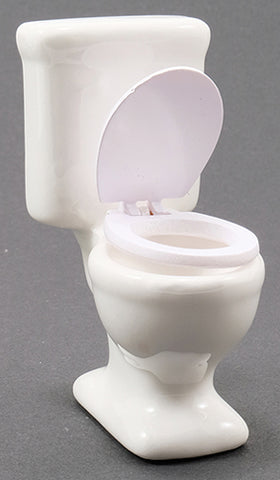 White Toilet with Working Lid