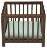 Playpen with Slats, Walnut with Blue