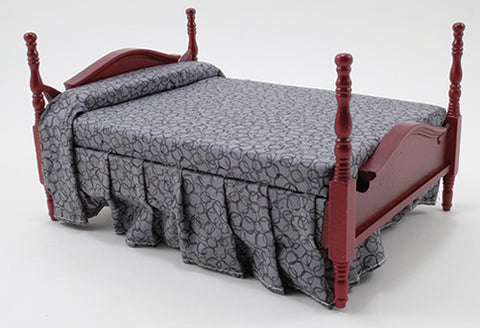 Double Bed, Mahogany, Grey Linens