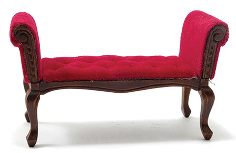 Settee, Walnut with Red Fabric