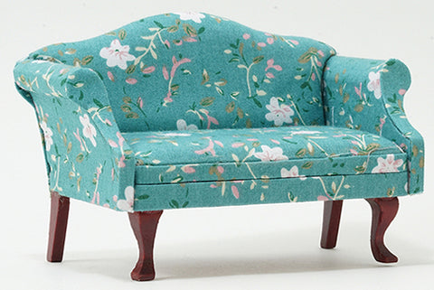 Sofa, Turquoise Floral and Mahogany