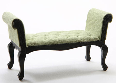 Settee, Black with Soft Green Fabric