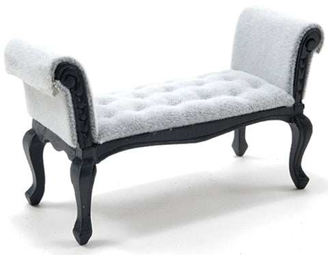 Settee, Black with Soft Grey Fabric
