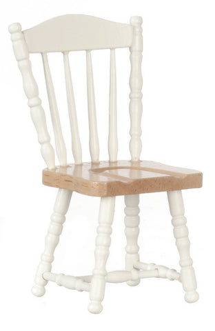 Kitchen Chair, White and Oak Spindle Back