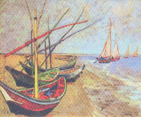Unframed Van Gogh Painting with Sail Boats